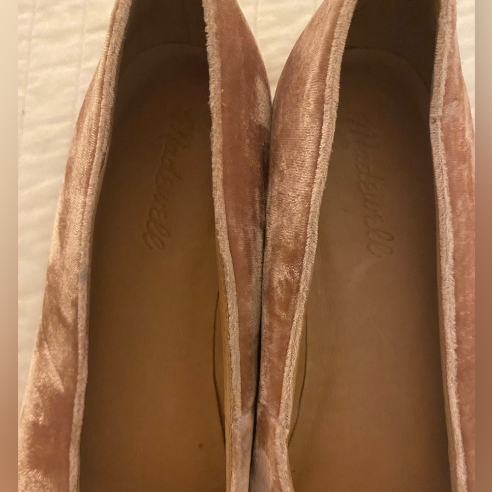 Madewell Leia blush pink velvet flats 8 - Picture 3 of 5